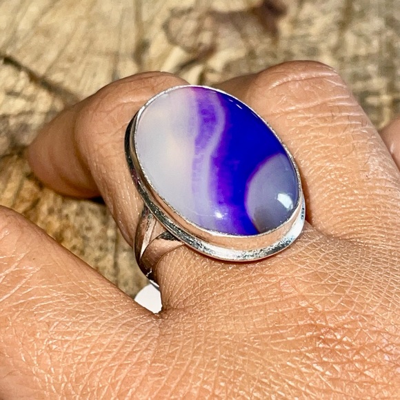 Purple Lace Agate Ring Size 10 1/2 - Picture 4 of 7